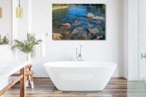 Landscape Water Art in Bathrooms in a Modern Farmhouse Interior Design